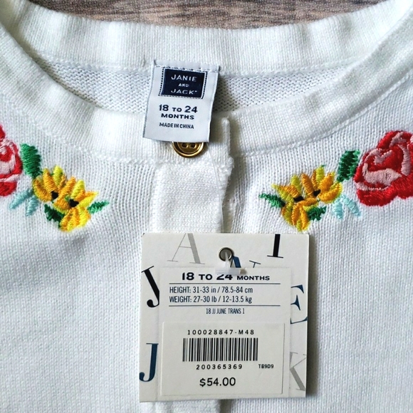 Janie and Jack Embroidered Crop Cardigan Sweater - Picture 7 of 8
